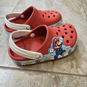 CROCS Kids Red Clogs with Mario Design